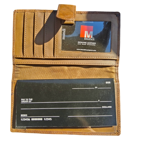 Mundi Geninue Leather Checkbook Cover - Picture 2 of 5